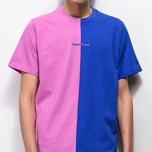Blue & Pink Split Colorblock T-Shirt Large NWT